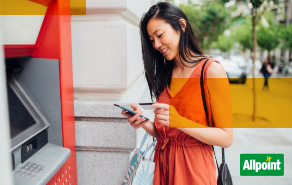 Woman using Allpoint ATM machine