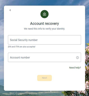 Account Recovery Screen